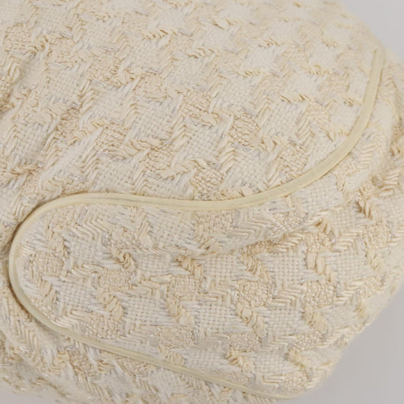 CHANEL Hand Bag Tweed White Silver CC Auth 196872