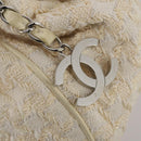 CHANEL Hand Bag Tweed White Silver CC Auth 196872-14