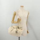 CHANEL Hand Bag Tweed White Silver CC Auth 196872-22