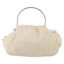 CHANEL Hand Bag Tweed White Silver CC Auth 196872-3