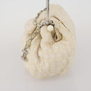CHANEL Hand Bag Tweed White Silver CC Auth 196872-4