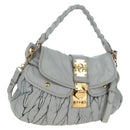 Miu Miu Hand Bag Leather 2way Gray Gold Auth 196873A-1