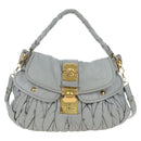 Miu Miu Hand Bag Leather 2way Gray Gold Auth 196873A-13