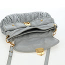 Miu Miu Hand Bag Leather 2way Gray Gold Auth 196873A-26