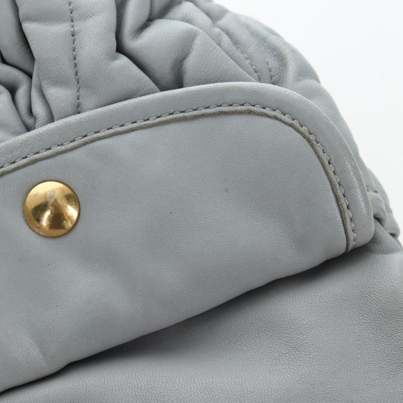Miu Miu Hand Bag Leather 2way Gray Gold Auth 196873A