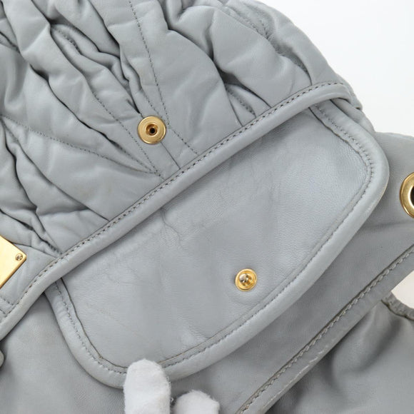 Miu Miu Hand Bag Leather 2way Gray Gold Auth 196873A