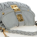 Miu Miu Hand Bag Leather 2way Gray Gold Auth 196873A-18