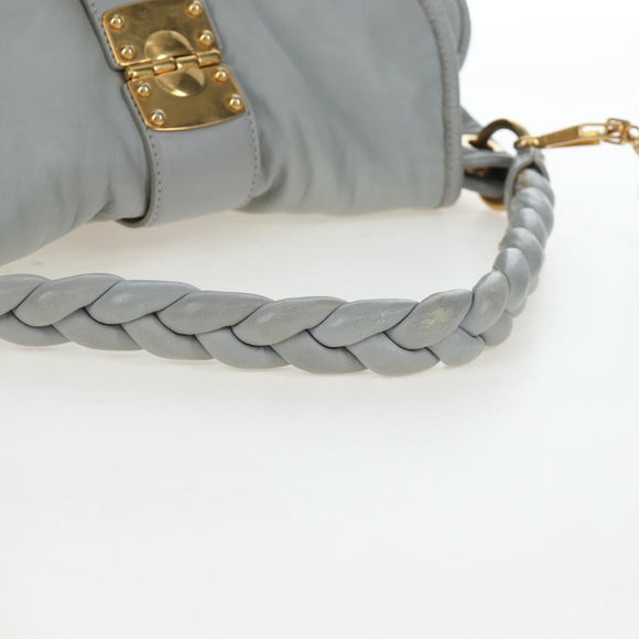 Miu Miu Hand Bag Leather 2way Gray Gold Auth 196873A
