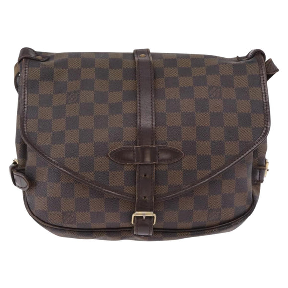 LOUIS VUITTON Damier Ebene Saumur 30 Shoulder Bag SPO N48081 LV Auth 196874