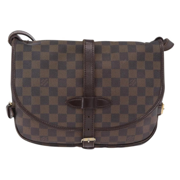 LOUIS VUITTON Damier Ebene Saumur 30 Shoulder Bag SPO N48081 LV Auth 196874