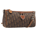 Christian Dior Trotter Canvas Romantic Chain Bag PVC Brown Silver Auth 196875M-1