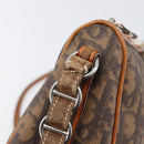 Christian Dior Trotter Canvas Romantic Chain Bag PVC Brown Silver Auth 196875M-17