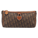 Christian Dior Trotter Canvas Romantic Chain Bag PVC Brown Silver Auth 196875M-2