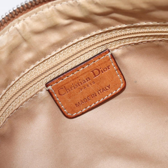 Christian Dior Trotter Canvas Romantic Chain Bag PVC Brown Silver Auth 196875M