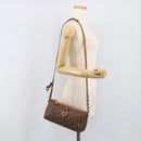 Christian Dior Trotter Canvas Romantic Chain Bag PVC Brown Silver Auth 196875M-27