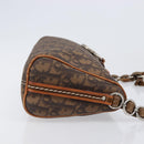 Christian Dior Trotter Canvas Romantic Chain Bag PVC Brown Silver Auth 196875M-4
