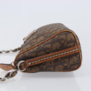 Christian Dior Trotter Canvas Romantic Chain Bag PVC Brown Silver Auth 196875M-5