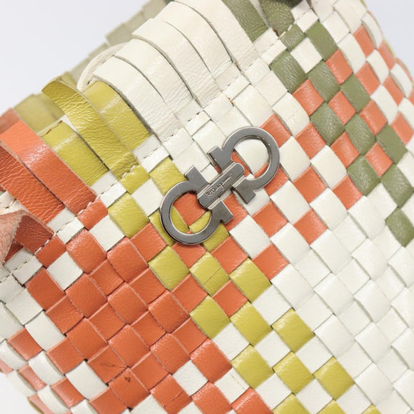 Salvatore Ferragamo Gancini Hand Bag Leather Multicolor Auth 196876A