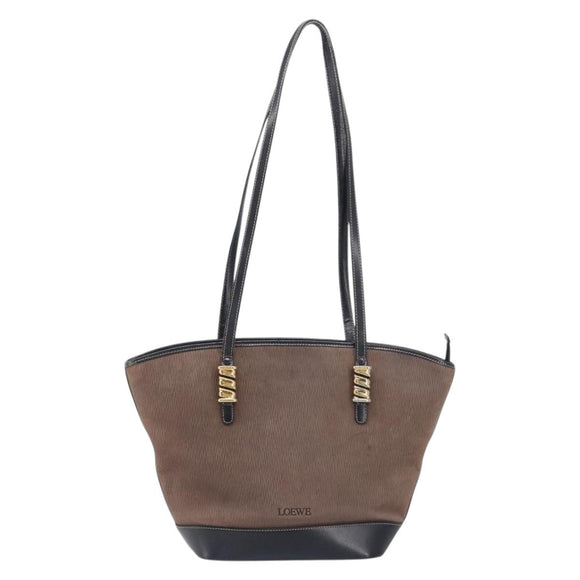 LOEWE Velazquez Tote Bag Leather Brown Gold Auth 196877
