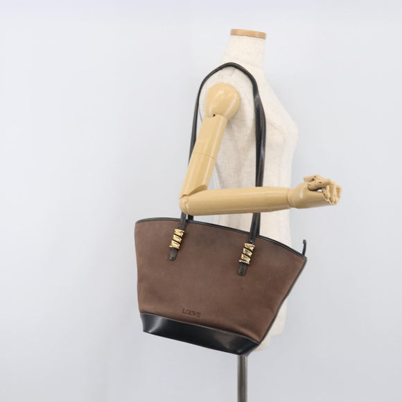 LOEWE Velazquez Tote Bag Leather Brown Gold Auth 196877