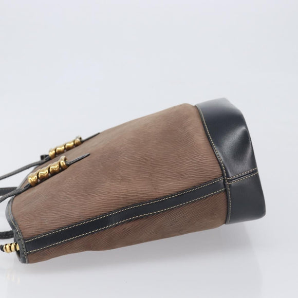 LOEWE Velazquez Tote Bag Leather Brown Gold Auth 196877