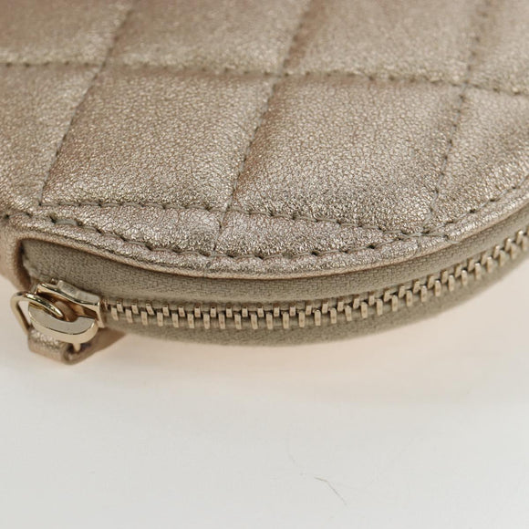 CHANEL Matelasse AirPods Case & Coin Purse Lamb Skin Gold CC Auth 196880M