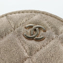 CHANEL Matelasse AirPods Case & Coin Purse Lamb Skin Gold CC Auth 196880M-12