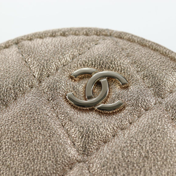 CHANEL Matelasse AirPods Case & Coin Purse Lamb Skin Gold CC Auth 196880M