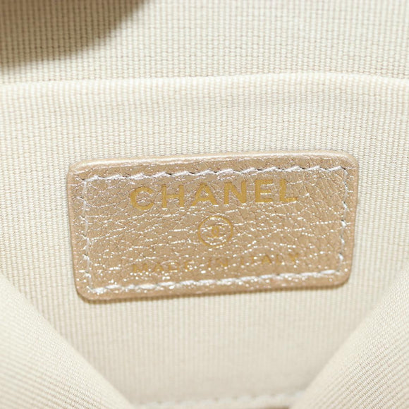 CHANEL Matelasse AirPods Case & Coin Purse Lamb Skin Gold CC Auth 196880M