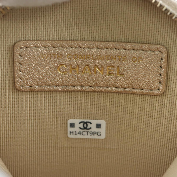 CHANEL Matelasse AirPods Case & Coin Purse Lamb Skin Gold CC Auth 196880M