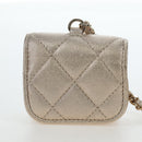CHANEL Matelasse AirPods Case & Coin Purse Lamb Skin Gold CC Auth 196880M-20