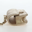 CHANEL Matelasse AirPods Case & Coin Purse Lamb Skin Gold CC Auth 196880M-22