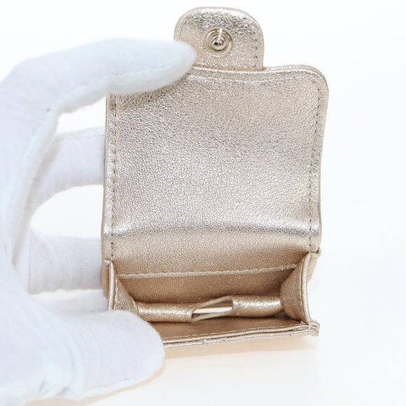 CHANEL Matelasse AirPods Case & Coin Purse Lamb Skin Gold CC Auth 196880M