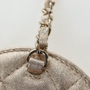CHANEL Matelasse AirPods Case & Coin Purse Lamb Skin Gold CC Auth 196880M-28