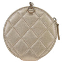 CHANEL Matelasse AirPods Case & Coin Purse Lamb Skin Gold CC Auth 196880M-3