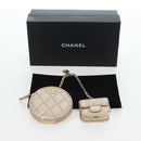 CHANEL Matelasse AirPods Case & Coin Purse Lamb Skin Gold CC Auth 196880M-31