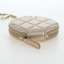CHANEL Matelasse AirPods Case & Coin Purse Lamb Skin Gold CC Auth 196880M-7