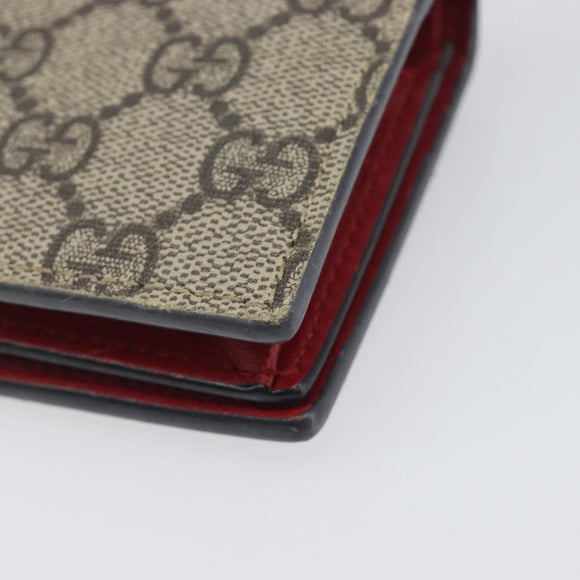 GUCCI GG Supreme Mystic Cat Bifold Wallet PVC Leather Beige 499380 Auth 196882A