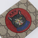 GUCCI GG Supreme Mystic Cat Bifold Wallet PVC Leather Beige 499380 Auth 196882A-17