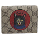 GUCCI GG Supreme Mystic Cat Bifold Wallet PVC Leather Beige 499380 Auth 196882A-13