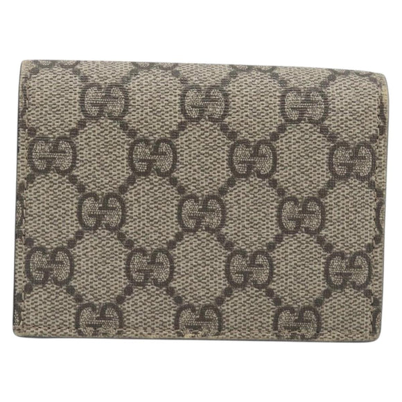 GUCCI GG Supreme Mystic Cat Bifold Wallet PVC Leather Beige 499380 Auth 196882A