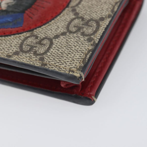 GUCCI GG Supreme Mystic Cat Bifold Wallet PVC Leather Beige 499380 Auth 196882A