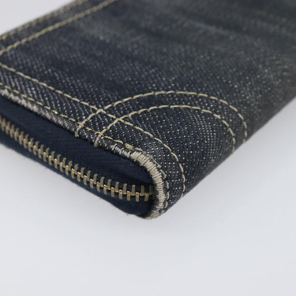 CHANEL COCO Mark Coin Purse Denim Blue Gold CC Auth 196884A