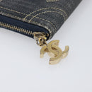 CHANEL COCO Mark Coin Purse Denim Blue Gold CC Auth 196884A-8