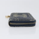 CHANEL COCO Mark Coin Purse Denim Blue Gold CC Auth 196884A-3