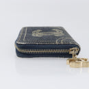 CHANEL COCO Mark Coin Purse Denim Blue Gold CC Auth 196884A-4