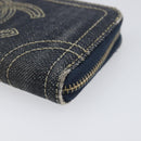 CHANEL COCO Mark Coin Purse Denim Blue Gold CC Auth 196884A-7