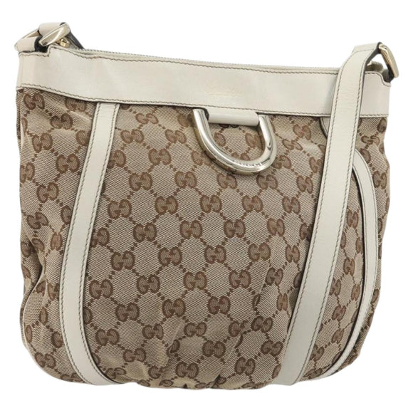 GUCCI GG Canvas Shoulder Bag Beige Gold 203257 Auth 196900