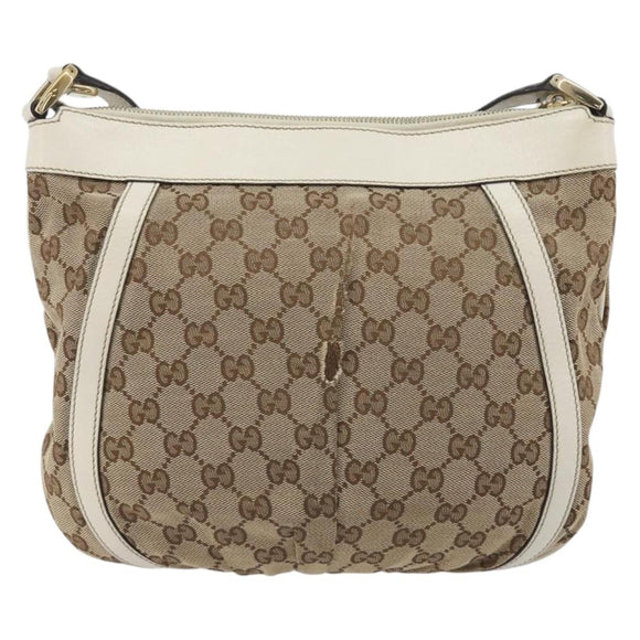 GUCCI GG Canvas Shoulder Bag Beige Gold 203257 Auth 196900