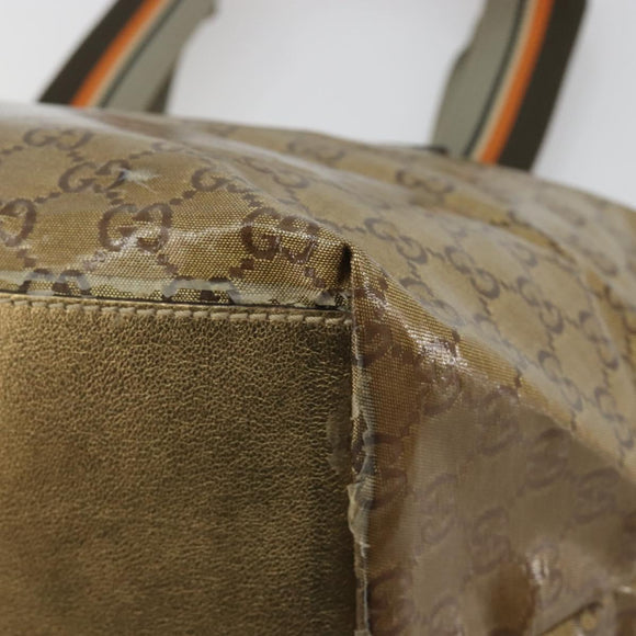 GUCCI GG Canvas GG Crystal Tote Bag Coated Canvas Gold 131230 Auth 196911